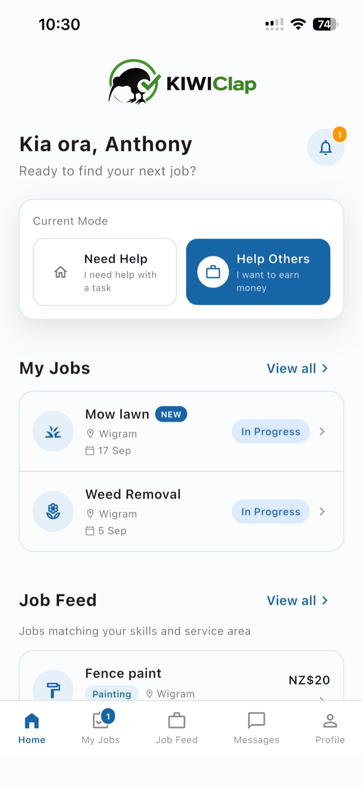 Home screen, Help Others mode