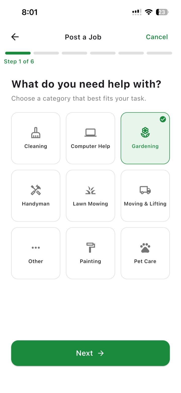 Choose a job category