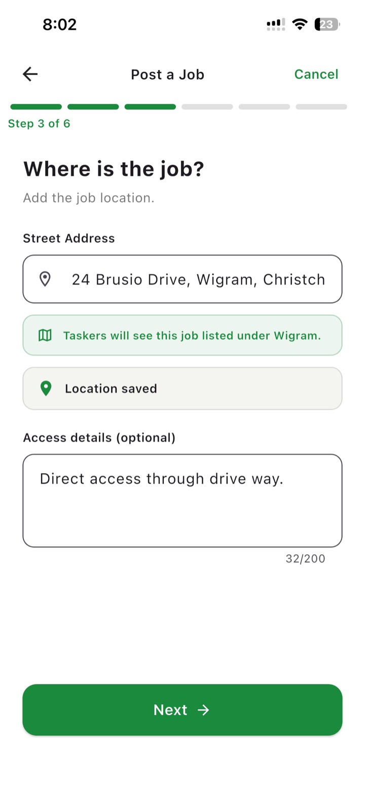 Set the job location