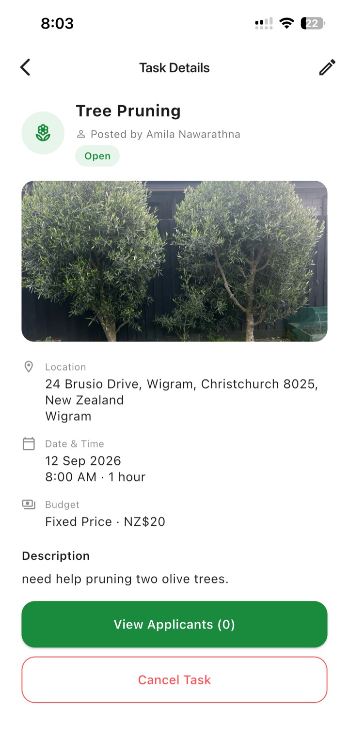 Task details after posting